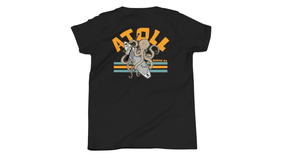 Atoll Board Co Youth Short Sleeve T-Shirt with Atoll Octopus Graphic - Black, M - Black,M, 630D3AFD34BADBlack-M