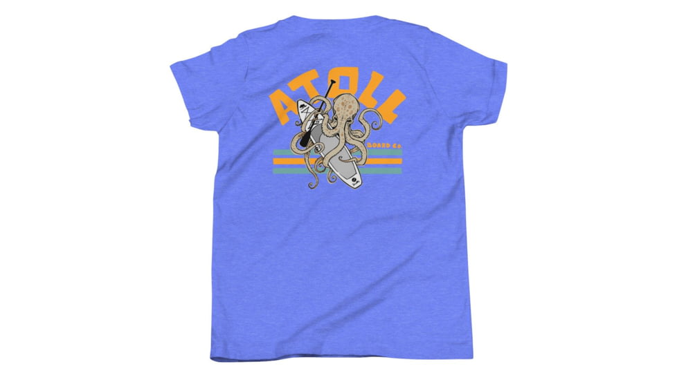 Atoll Board Co Youth Short Sleeve T-Shirt with Atoll Octopus Graphic - Heather Columbia Blue, L - Heather Columbia Blue,L, 630D3AFD34BADHeather-Columbia-Blue-L