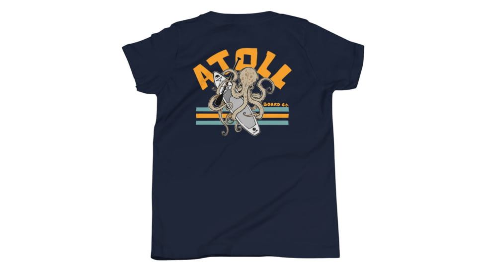 Atoll Board Co Youth Short Sleeve T-Shirt with Atoll Octopus Graphic - Navy, M - Navy,M, 630D3AFD34BADNavy-M