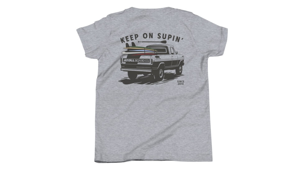 Atoll Board Co Youth Short Sleeve T-Shirt with Atoll Paddle Board Truck Graphic - Athletic Heather, L - Athletic Heather,L, 6459509F8BD97Athletic-Heather-L