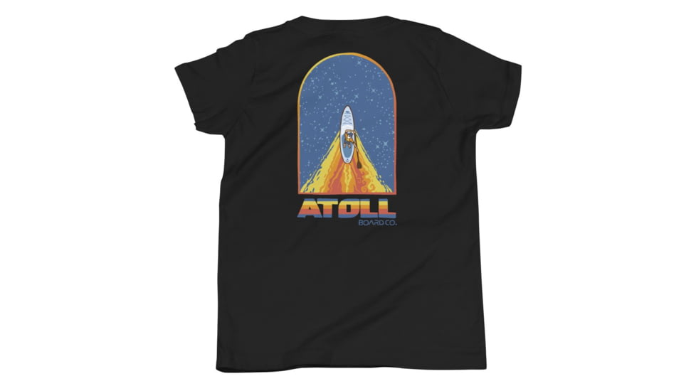 Atoll Board Co Youth Short Sleeve T-Shirt with Atoll Paddle Board Wake Graphic - Black, L - Black,L, 630D4E80ED91BBlack-L