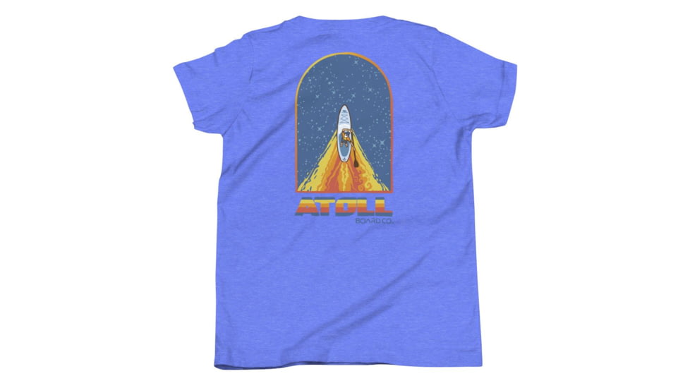 Atoll Board Co Youth Short Sleeve T-Shirt with Atoll Paddle Board Wake Graphic - Heather Columbia Blue, XL - Heather Columbia Blue,XL, 630D4E80ED91BHeather-Columbia-Blue-XL