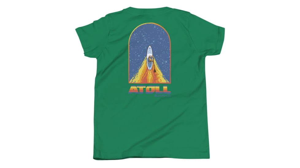 Atoll Board Co Youth Short Sleeve T-Shirt with Atoll Paddle Board Wake Graphic - Kelly, M - Kelly,M, 630D4E80ED91BKelly-M