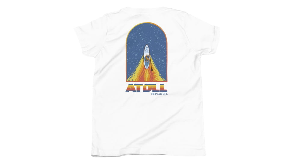 Atoll Board Co Youth Short Sleeve T-Shirt with Atoll Paddle Board Wake Graphic - White, XL - White,XL, 630D4E80ED91BWhite-XL