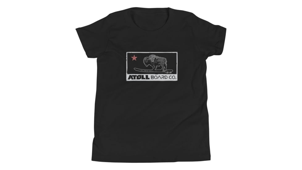 Atoll Board Co Youth Short Sleeve T-Shirt with Atoll Republic Graphic - Black, L - Black,L, 630D4D7A79AD9Black-L