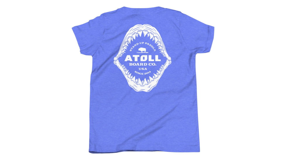 Atoll Board Co Youth Short Sleeve T-Shirt with Atoll Shark Fossil Graphic - Heather Columbia Blue, L - Heather Columbia Blue,L, 64874832E55D2Heather-Columbia-Blue-L