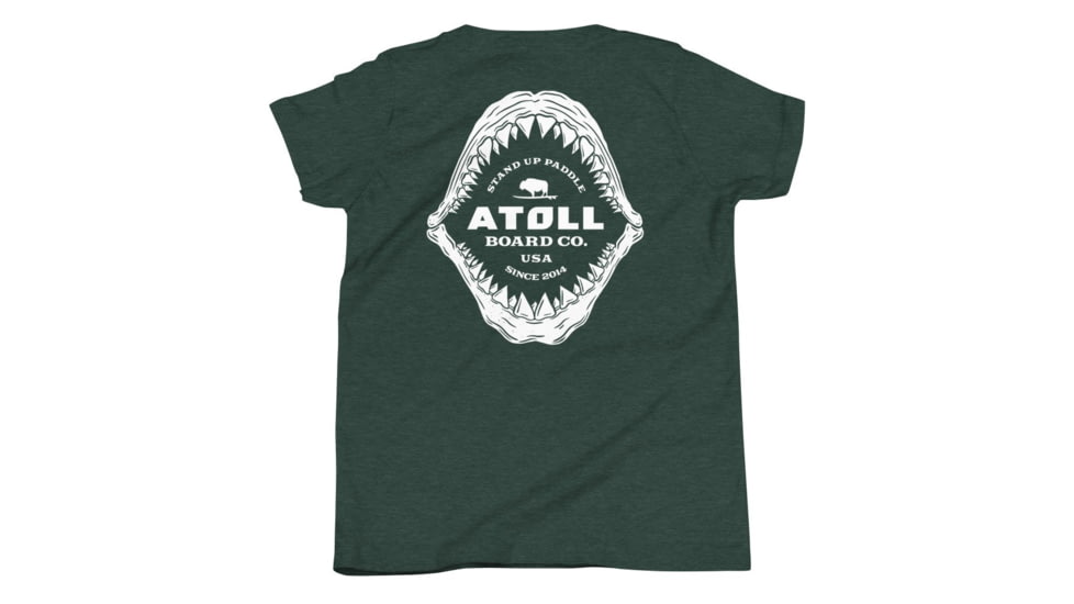Atoll Board Co Youth Short Sleeve T-Shirt with Atoll Shark Fossil Graphic - Heather Forest, L - Heather Forest,L, 64874832E55D2Heather-Forest-L
