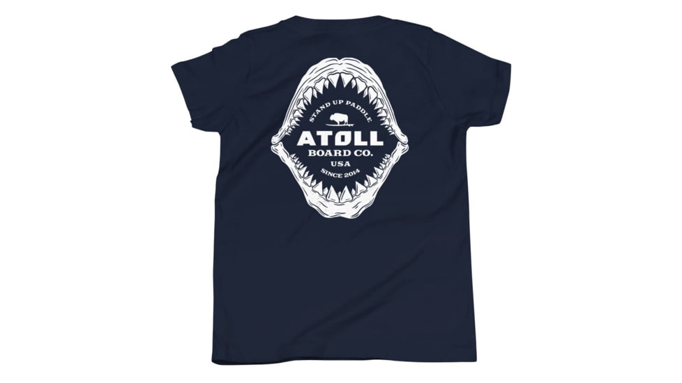 Atoll Board Co Youth Short Sleeve T-Shirt with Atoll Shark Fossil Graphic - Navy, L - Navy,L, 64874832E55D2Navy-L
