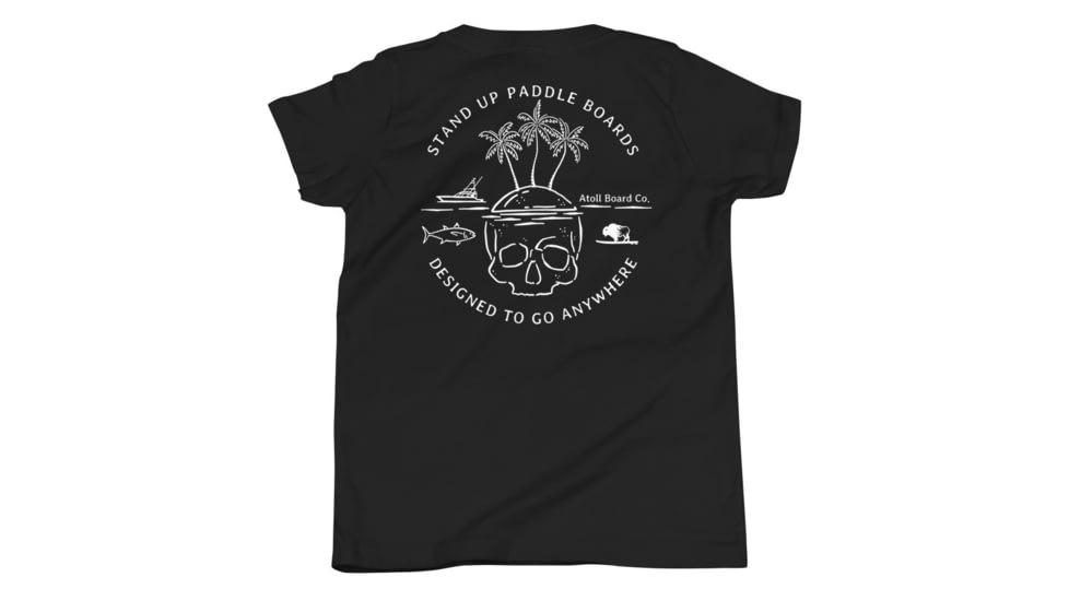 Atoll Board Co Youth Short Sleeve T-Shirt with Atoll Skull Island Graphic - Black, M - Black,M, 6450422931343Black-M