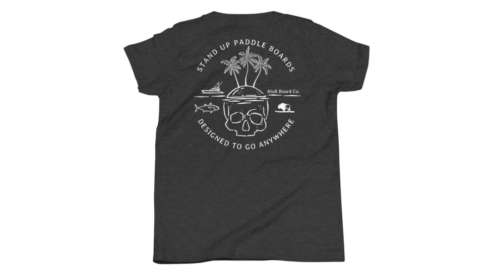 Atoll Board Co Youth Short Sleeve T-Shirt with Atoll Skull Island Graphic - Dark Grey Heather, M - Dark Grey Heather,M, 6450422931343Dark-Grey-Heather-M
