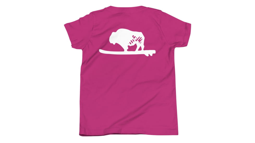 Atoll Board Co Youth Short Sleeve T-Shirt with Atoll Solo Bison Graphic - Berry, XL - Berry,XL, 630D46697C467Berry-XL