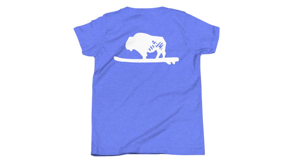 Atoll Board Co Youth Short Sleeve T-Shirt with Atoll Solo Bison Graphic - Heather Columbia Blue, L - Heather Columbia Blue,L, 630D46697C467Heather-Columbia-Blue-L