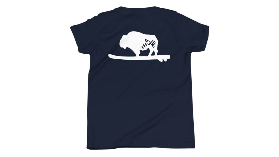 Atoll Board Co Youth Short Sleeve T-Shirt with Atoll Solo Bison Graphic - Navy, S - Navy,S, 630D46697C467Navy-S