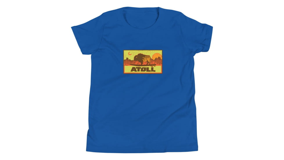 Atoll Board Co Youth Short Sleeve T-Shirt with Atoll Sunset Bison Hunter Graphic - True Royal, XL - True Royal,XL, 630D3FB244F9BTrue-Royal-XL