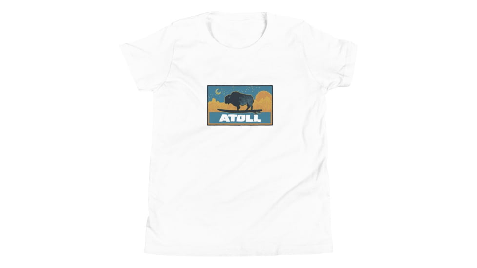 Atoll Board Co Youth Short Sleeve T-Shirt with Atoll Sunset Bison Night Graphic - White, XL - White,XL, 630D3F0D83E6BWhite-XL