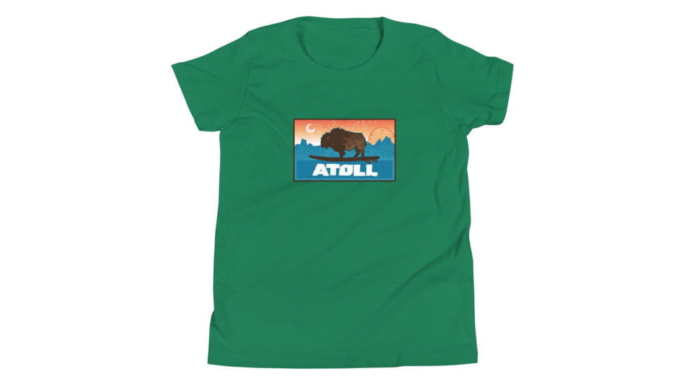 Atoll Board Co Youth Short Sleeve T-Shirt with Atoll Sunset Bison Original Graphic - Kelly, XL - Kelly,XL, 630D3D29868CDKelly-XL