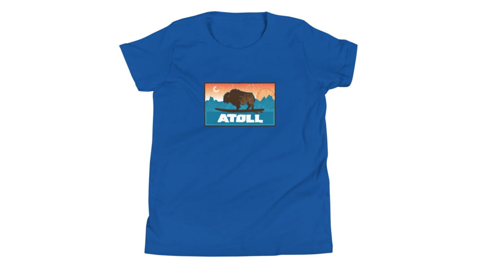 Atoll Board Co Youth Short Sleeve T-Shirt with Atoll Sunset Bison Original Graphic - True Royal, L - True Royal,L, 630D3D29868CDTrue-Royal-L