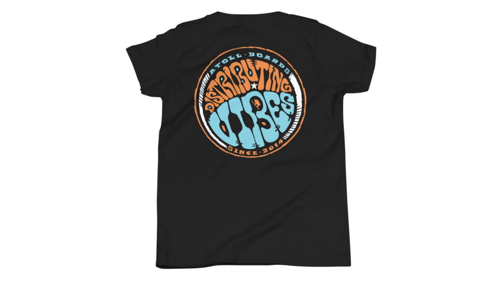 Atoll Board Co Youth Short Sleeve T-Shirt with Atoll Vibe Distribution Graphic - Black, S - Black,S, 630D44CE591AFBlack-S