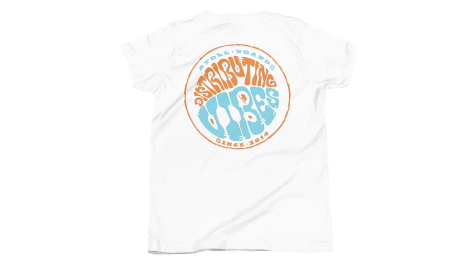 Atoll Board Co Youth Short Sleeve T-Shirt with Atoll Vibe Distribution Graphic - White, M - White,M, 630D44CE591AFWhite-M