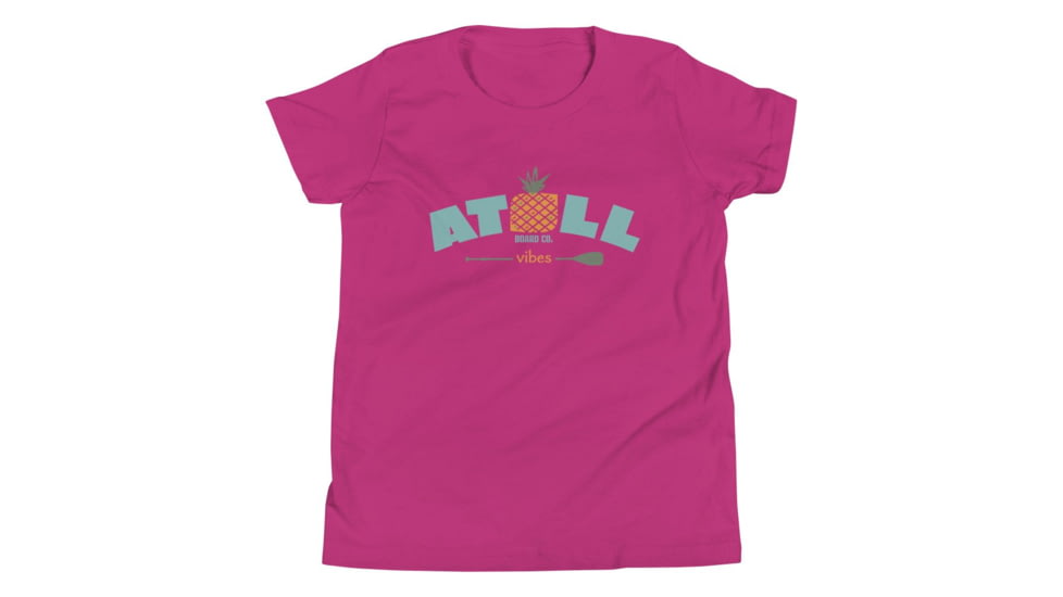 Atoll Board Co Youth Short Sleeve T-Shirt with Atoll Vibes Pineapple Graphic - Berry, S - Berry,S, 630D3BD90C299Berry-S