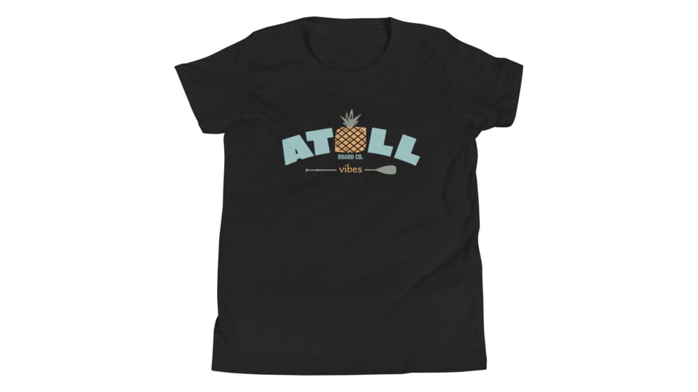 Atoll Board Co Youth Short Sleeve T-Shirt with Atoll Vibes Pineapple Graphic - Black, L - Black,L, 630D3BD90C299Black-L