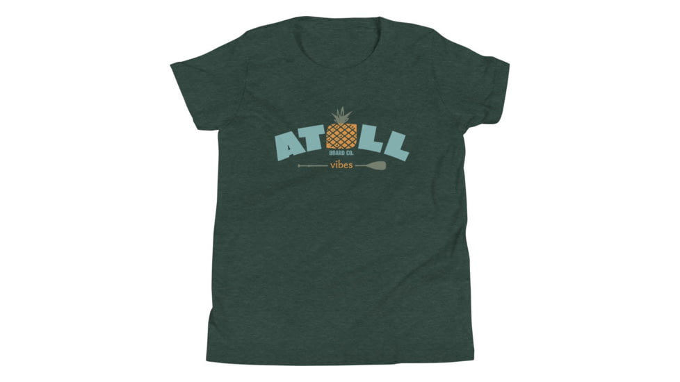 Atoll Board Co Youth Short Sleeve T-Shirt with Atoll Vibes Pineapple Graphic - Heather Forest, M - Heather Forest,M, 630D3BD90C299Heather-Forest-M