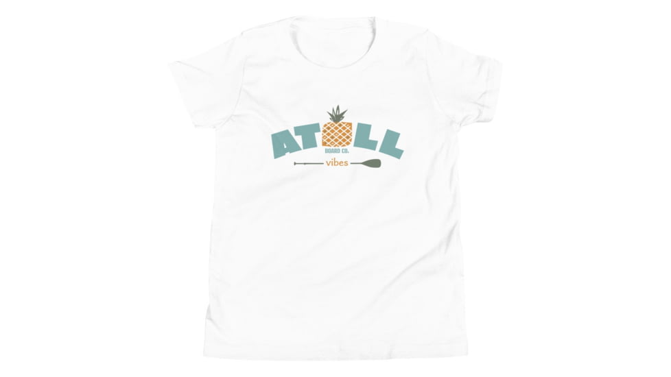 Atoll Board Co Youth Short Sleeve T-Shirt with Atoll Vibes Pineapple Graphic - White, XL - White,XL, 630D3BD90C299White-XL