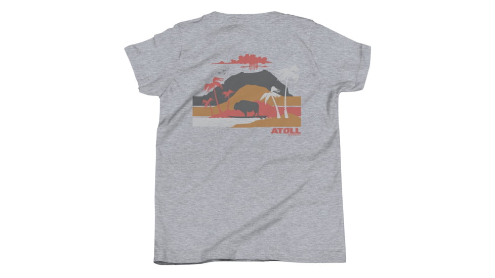 Atoll Board Co Youth Short Sleeve T-Shirt with Atoll Volcano Graphic - Athletic Heather, XL - Athletic Heather,XL, 62FBCB4F2CCE4Athletic-Heather-XL