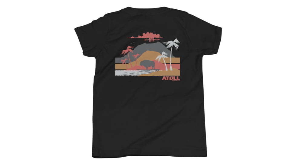 Atoll Board Co Youth Short Sleeve T-Shirt with Atoll Volcano Graphic - Black, S - Black,S, 62FBCB4F2CCE4Black-S