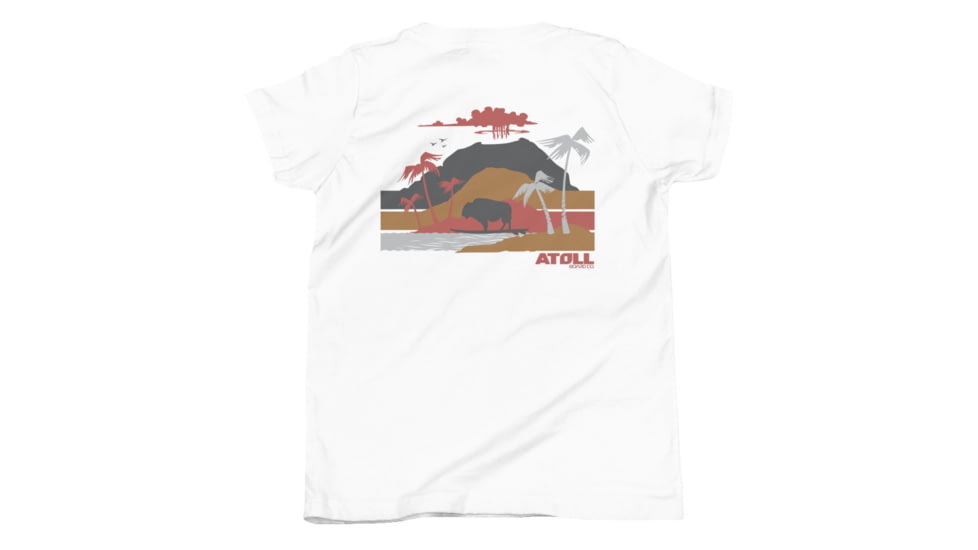 Atoll Board Co Youth Short Sleeve T-Shirt with Atoll Volcano Graphic - White, XL - White,XL, 62FBCB4F2CCE4White-XL