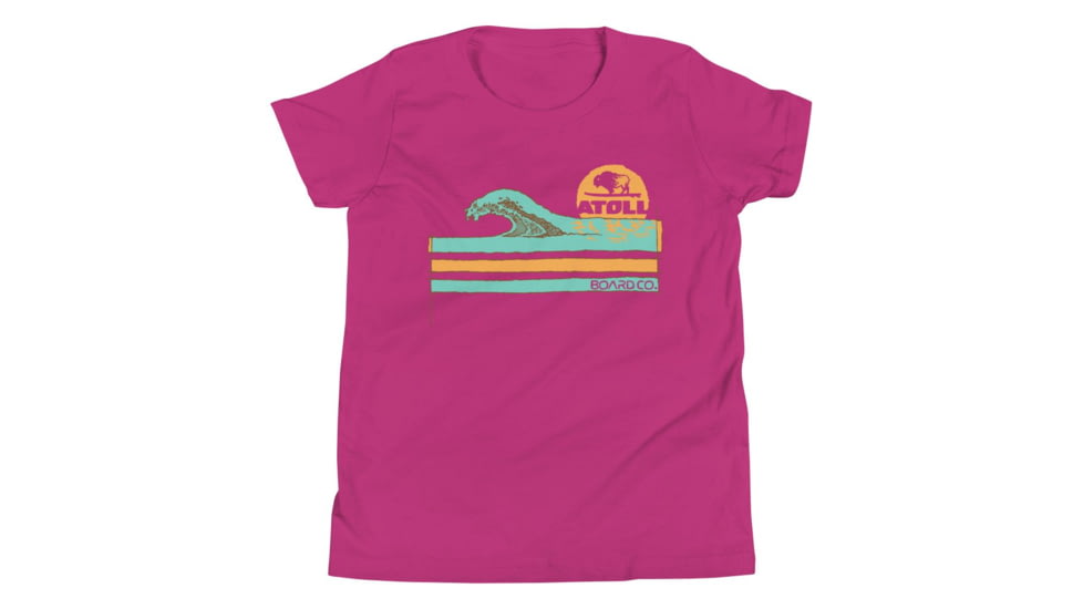 Atoll Board Co Youth Short Sleeve T-Shirt with Atoll Wave Graphic - Berry, S - Berry,S, 630D458333F37Berry-S