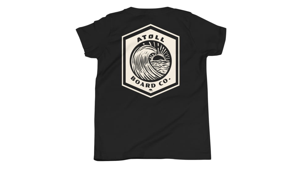 Atoll Board Co Youth Short Sleeve T-Shirt with Atoll Wave Graphic - Black, XL - Black,XL, 646399803CE15Black-XL