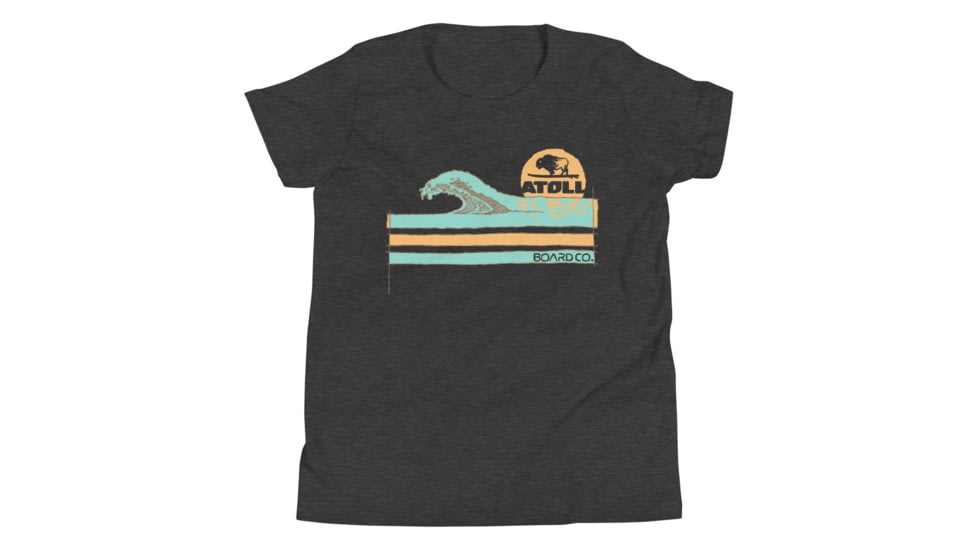 Atoll Board Co Youth Short Sleeve T-Shirt with Atoll Wave Graphic - Dark Grey Heather, L - Dark Grey Heather,L, 630D458333F37Dark-Grey-Heather-L