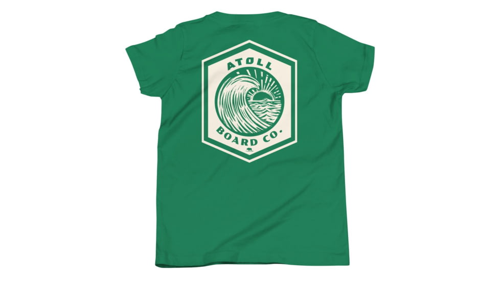 Atoll Board Co Youth Short Sleeve T-Shirt with Atoll Wave Graphic - Kelly, XL - Kelly,XL, 646399803CE15Kelly-XL