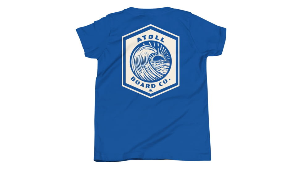 Atoll Board Co Youth Short Sleeve T-Shirt with Atoll Wave Graphic - True Royal, L - True Royal,L, 646399803CE15True-Royal-L