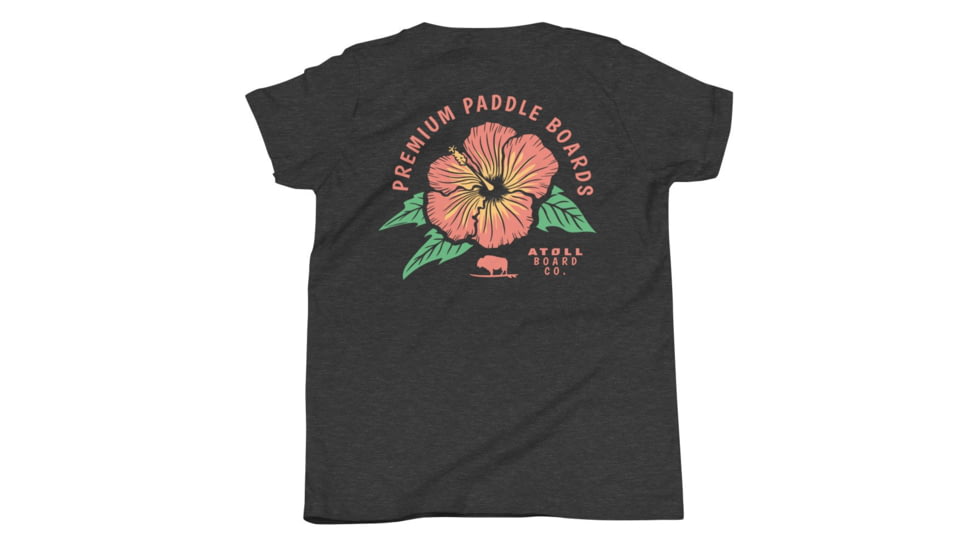 Atoll Board Co Youth T-Shirt with Atoll Paddle Board Island Flower Graphic - Dark Grey Heather, XL - Dark Grey Heather,XL, 64418582C8986Dark-Grey-Heather-XL