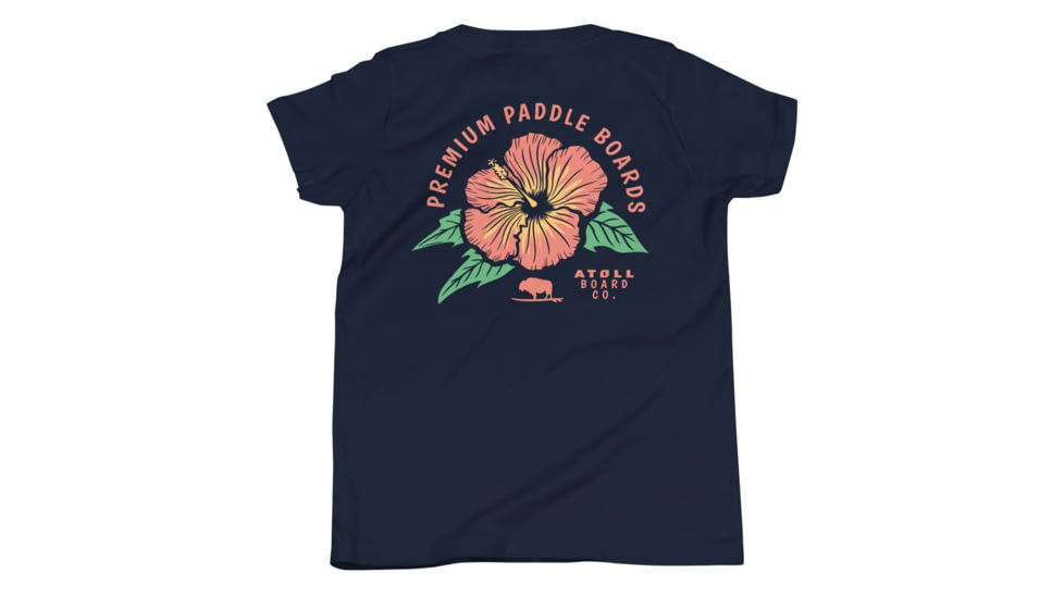 Atoll Board Co Youth T-Shirt with Atoll Paddle Board Island Flower Graphic - Navy, L - Navy,L, 64418582C8986Navy-L