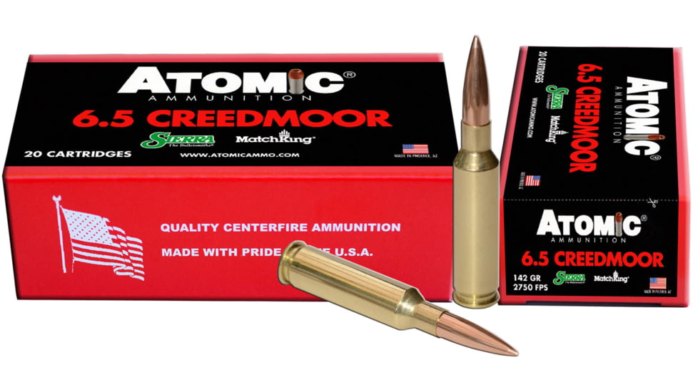 Atomic Ammunition Match 6.5mm Creedmoor 142 Grain Hollow Point Match Brass Cased Rifle Ammo, 20 Rounds, 00404