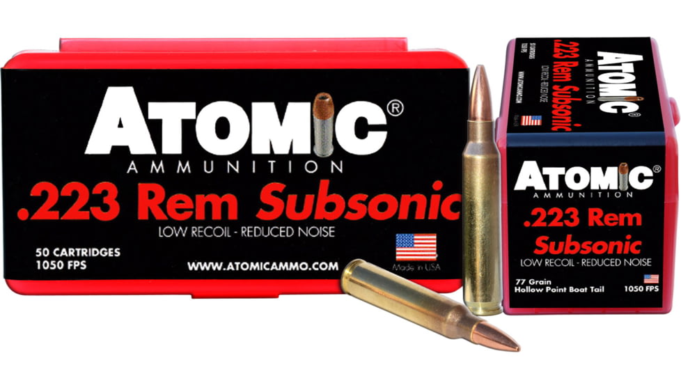 Atomic 00429 Rifle Subsonic 223 Rem 77 Gr Hollow Point Boat Tail HPBT 50 Bx/ 1