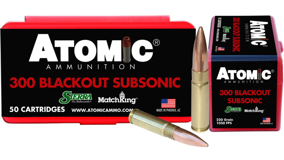 Atomic 00465 Rifle Subsonic 300 Blackout 220 Gr Hollow Point Boat Tail 50 Bx/ 10