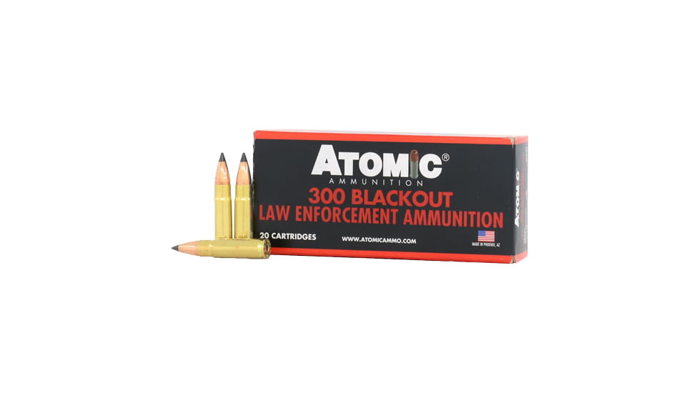 Atomic Ammunition .300 AAC Blackout 110 Grain Jacketed Hollow Point Brass Cased Centerfire Rifle Ammo, 20 Rounds, 00475