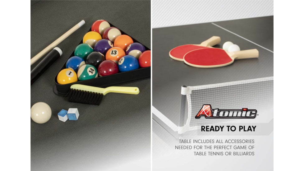 Atomic Hampton 3-In-1 Combo Game Table Billiards, Ping Pong, Dining, Grey wood grain, G05302W