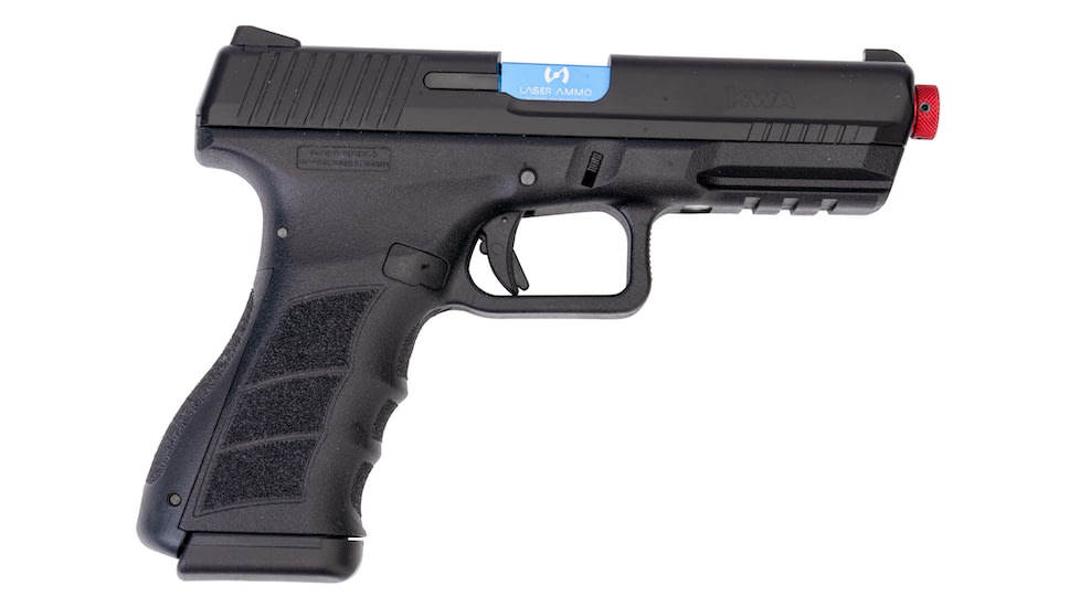 The Laser Ammo ATP features a passive trigger safety and Picatinny rail. 