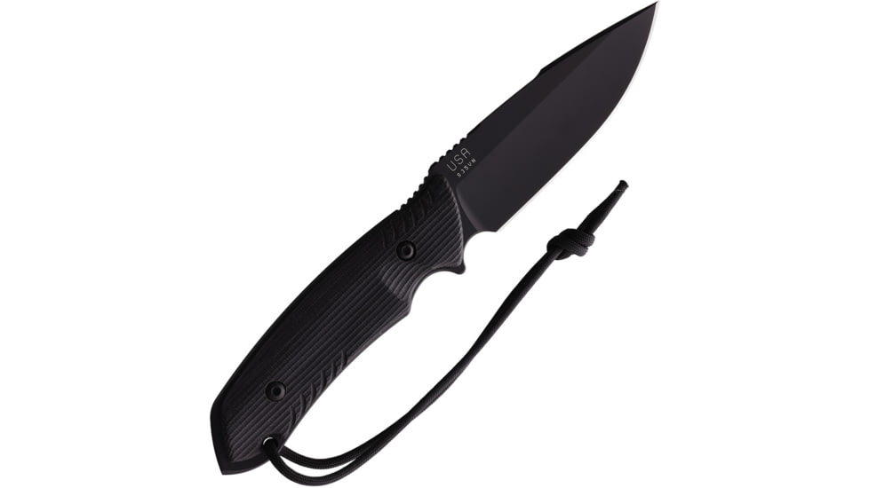 Attleboro Knives The Attleboro Fixed Blade Knife, 9.75in Overall, 4.5in, S35VN, Black Cerakote Plain Drop Point Blade, Black Canvas Micarta Handle, Boltaron Sheath, AK-10121
