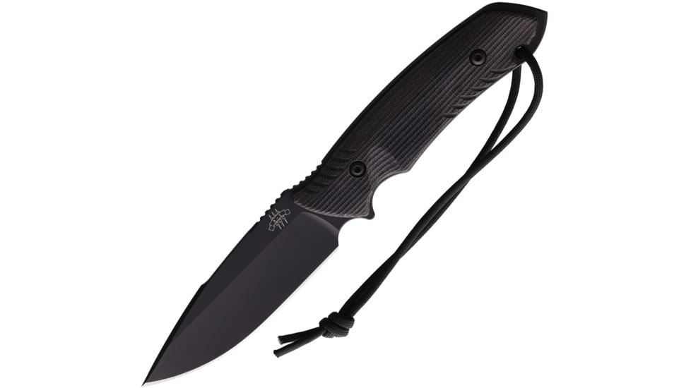 Attleboro Knives The Attleboro Fixed Blade Knife, 9.75in Overall, 4.5in, S35VN, Black Cerakote Plain Drop Point Blade, Black Canvas Micarta Handle, Boltaron Sheath, AK-10121
