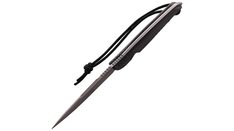 Attleboro Knives The Attleboro Fixed Blade Knife, 9.75in Overall, 4.5in, S35VN, Stonewash Plain Drop Point Blade, Black Canvas Micarta Handle, Boltaron Sheath, AK-10124