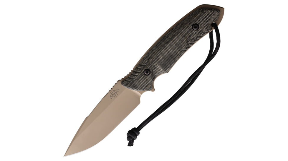 Attleboro Knives The Attleboro Fixed Blade Knife, 9.75in Overall, 4.5in, S35VN, Coyote Brown Cerakote Plain Drop Point Blade, Black Canvas Micarta Handle, Boltaron Sheath, AK-10122