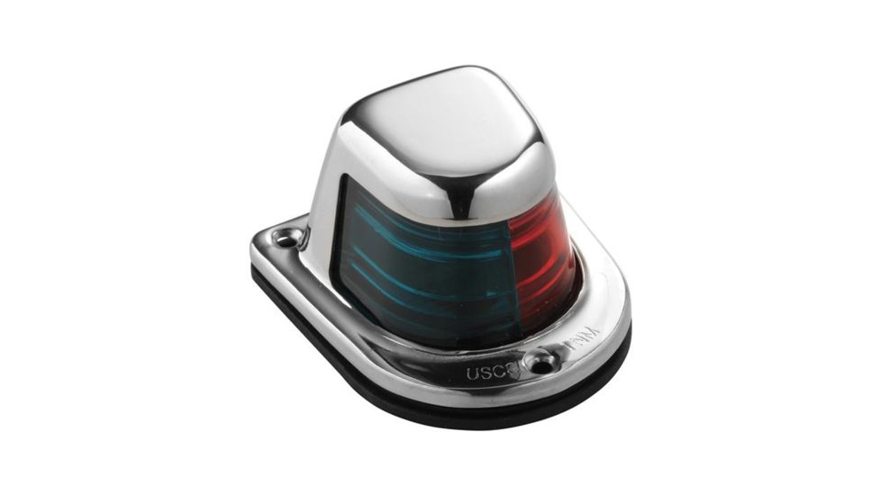 Attwood Marine 1-Mile Deck Mount, Bi-Color Red/Green Combo Sidelight, 12V, Stainless Steel Housing, 66318-7