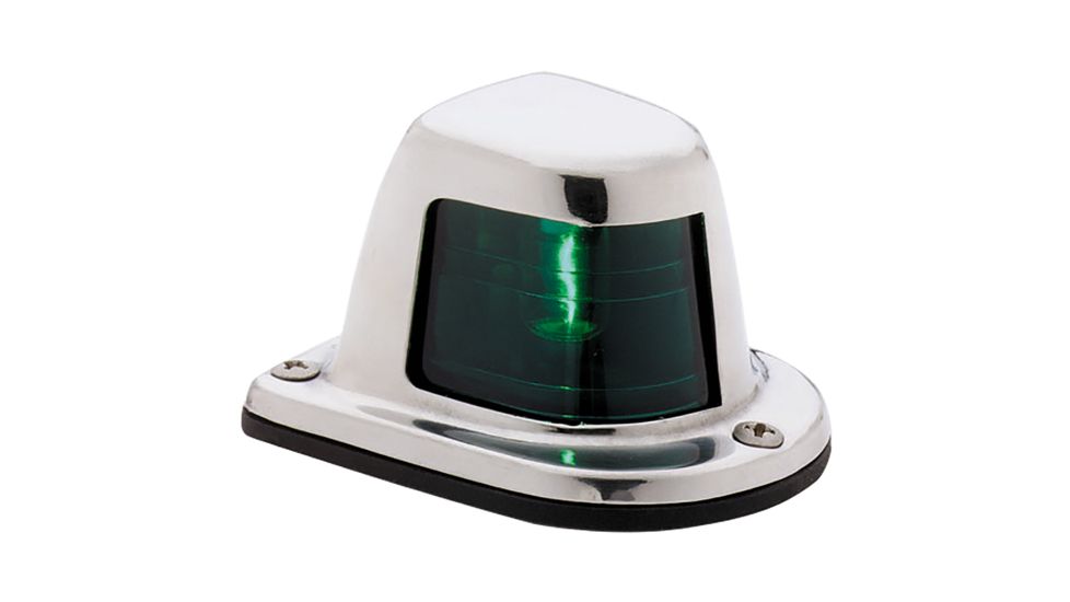 Attwood Marine 1-Mile Deck Mount, Green Sidelight, 12V, Stainless Steel Housing, 66319G7
