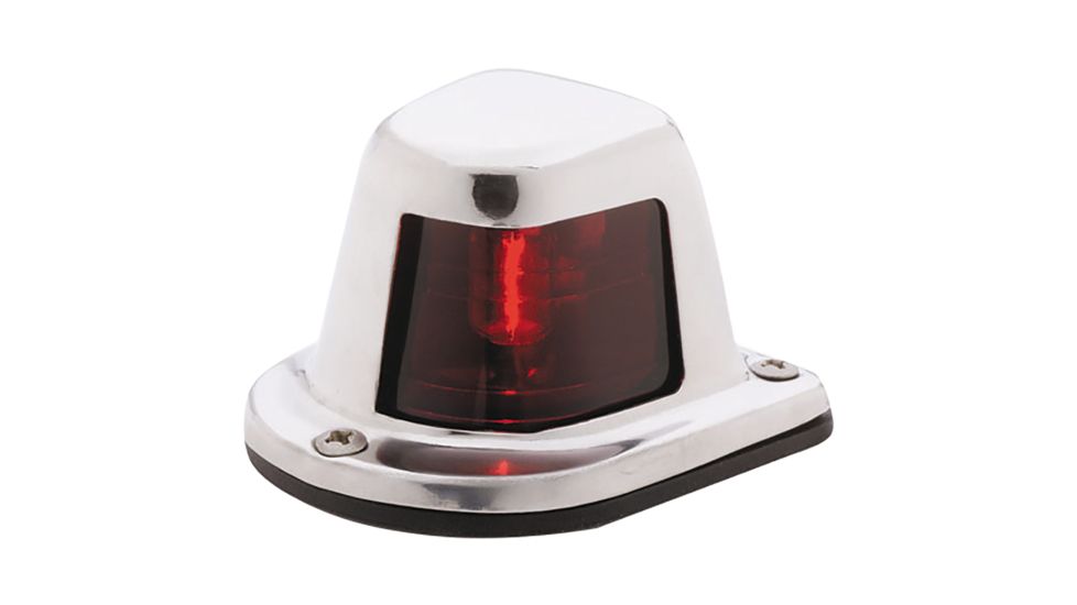 Attwood Marine 1-Mile Deck Mount, Red Sidelight - 12V - Stainless Steel Housing 43858